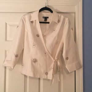 100% Silk Blouse with Beaded Embellishments